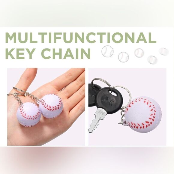 NWOT. Baseball Keychain includes Heart Shape Silver Medal Spring Snap Cl… - Picture 5 of 7